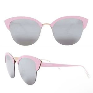 $149 AQS Cat Eye Mirror Sunglasses Pink Frame Gray Lens Made Italy 🇮🇹 AQUASWISS